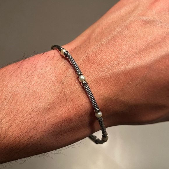David Yurman .925 Silver and Pearl Metro Station Bracelet - Picture 6 of 10